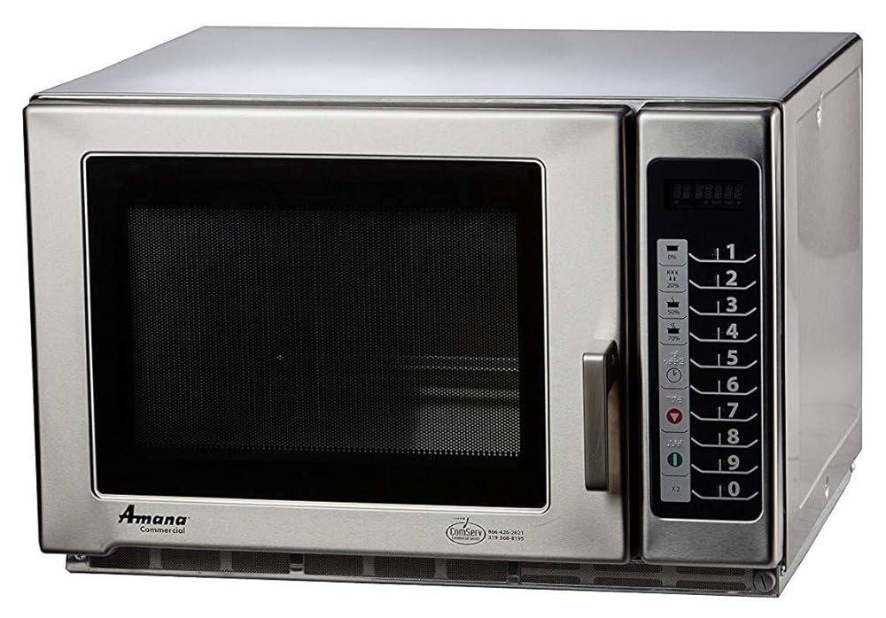 Amana RFS12TS Medium Duty Stainless Steel Commercial Microwave with Push Button Controls - 120V, 1200W