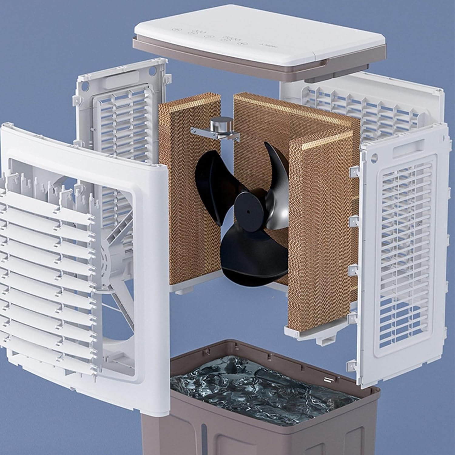 Portable Air Conditioner, Oscillating Tower Fan with Remote, Evaporative Air Cooler with 3 Wind Speeds, Cooling Fan Air Conditioner for Room Office(E)