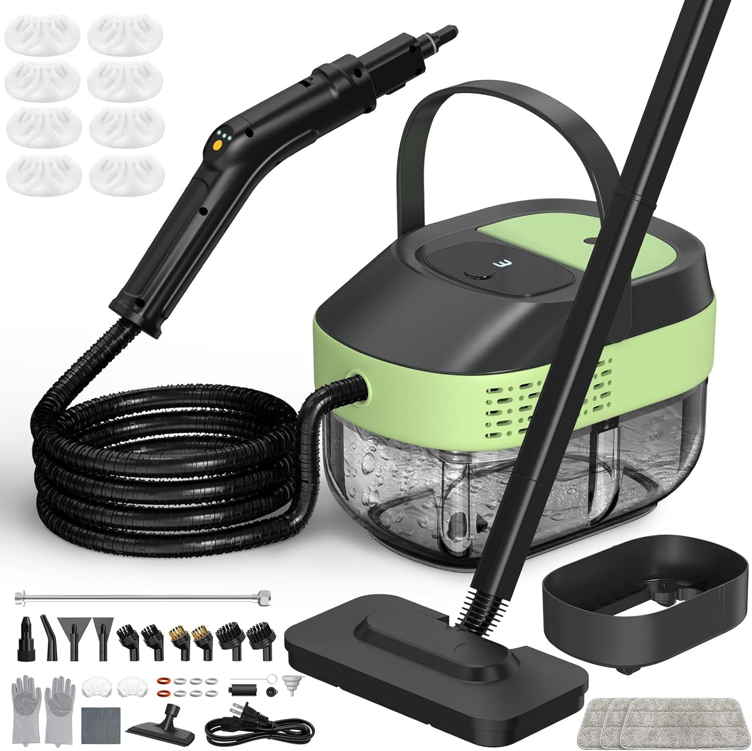 14 IN 1 Steam Mop, 1.6L Detachable Handheld Steam Cleaner with 45 Accessories, 2500W Multipurpose Steamer Cleaning for Home,Floors,Tile,Grout,Upholstery,Carpet,Car,15S Fast Heat-Up