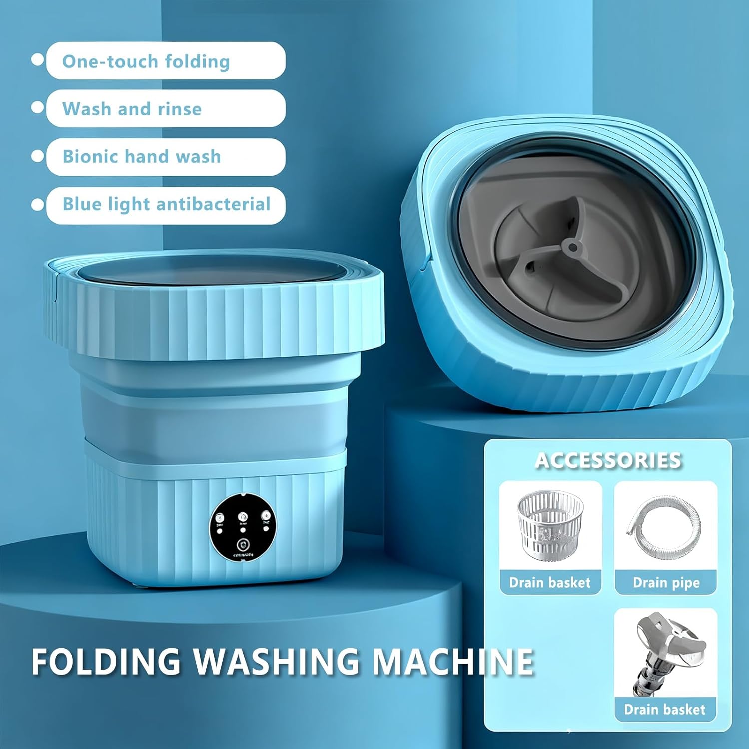 14L Portable Mini Washing Machine Foldable Washer for Underwear Small Clothes Ideal for Apartments Dormitories Hotels Travel Small Washing Machine Underwear Washing Machine(Green)