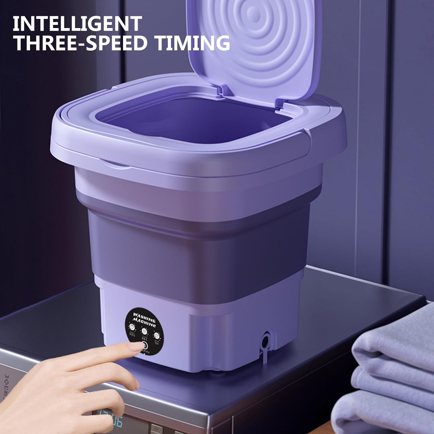 8L Washing Machine Portable Mini, 10W Foldable Small Washing Machine and Dryer, 3 Modes Mini Washing Machine Portable Washer for Apartment, Dorm, Camping, RV, Travel, Laundry,Purple