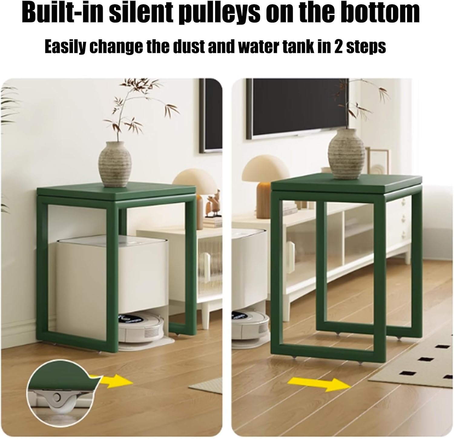 Sweeping Robot Storage Rack, Robot Vacuum Storage Side Table, Robots Vacuum Stand Cabinet, Hidden Cabinet for Sweeping Robots, Mobile Storages Rack, Wood Sofa Sideboard(Natural)