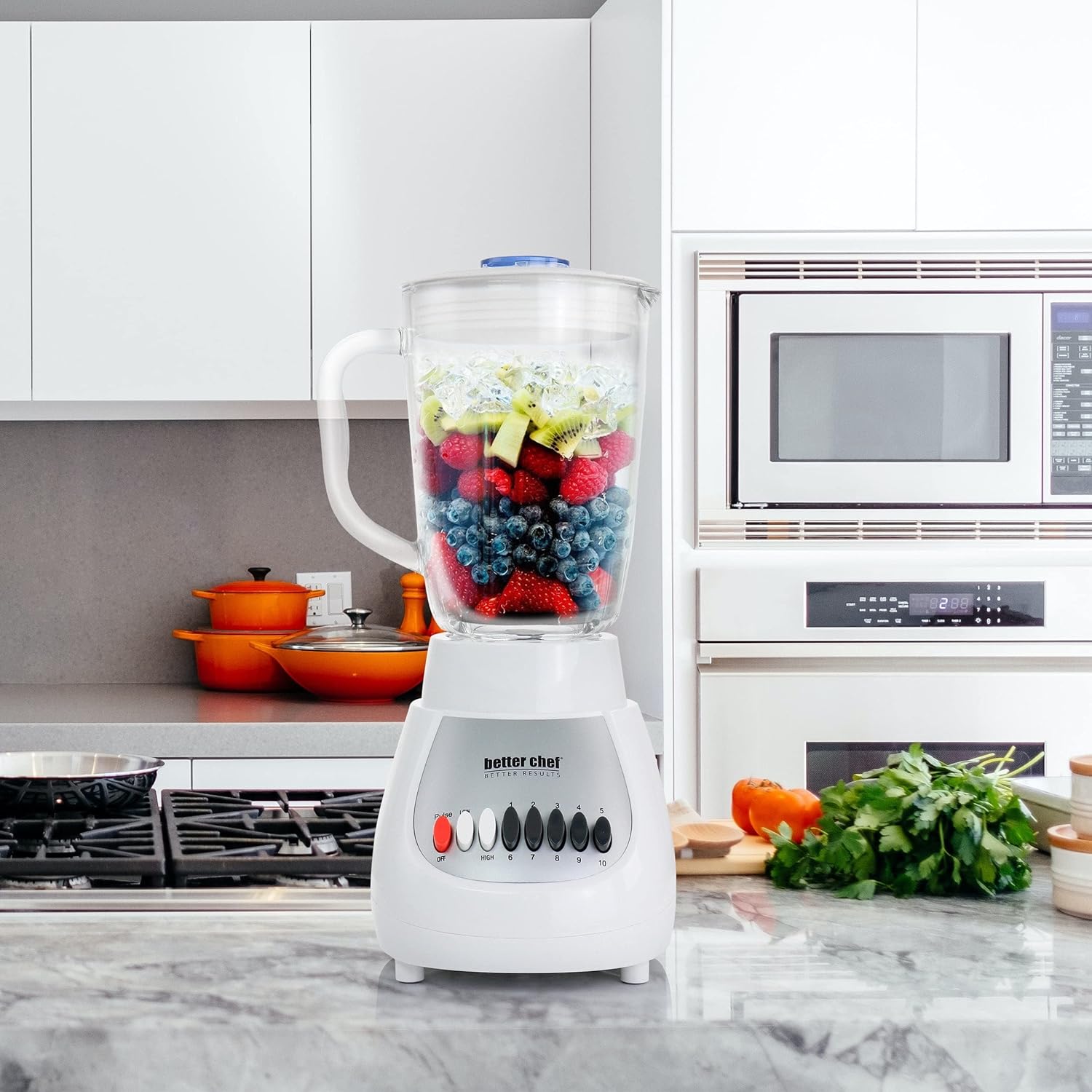 Unknown1 10-Speed Watt 42 Ounce Glass Jar Blender in White Multiple Speeds