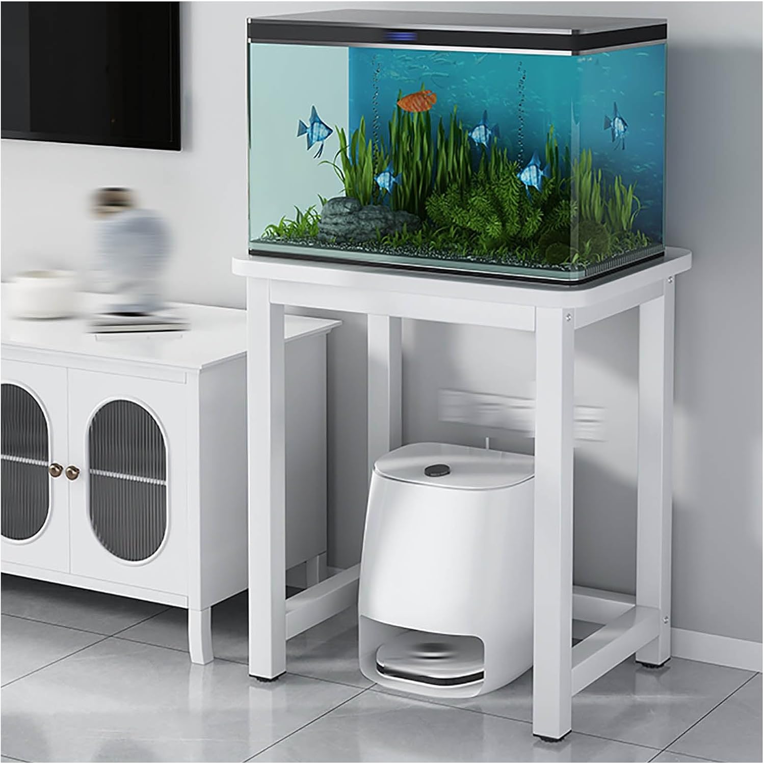 Generic Sweeping Robot Storage Rack, 27.5in High Household Floor-standing Metal Iron Storage Rack, Fish Tank Rack Next To TV Cabinet(Natural,31.5x15.7x27.5in), EADFCHEFE-NATURAL-31.5X15.7X27.5IN