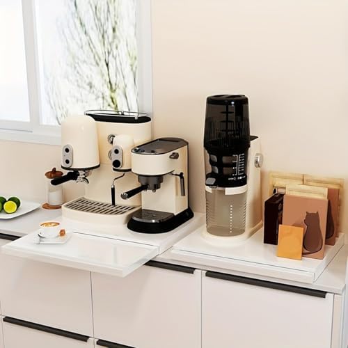 Kitchen Appliance Pull Out Rack Organizer Adjustable Heavy Duty Carbon Steel Multipurpose for Microwave, Oven with 2 Tiers, Black