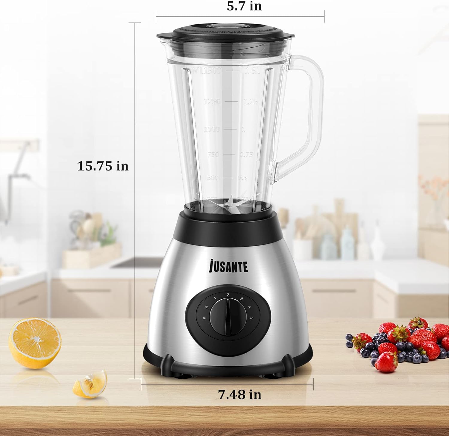 Blender for Smoothies, 1000W Glass Blender for Kitchen Countertop with 48oz Glass Jar Ice Crusher or Juice, Milkshake, Dessert