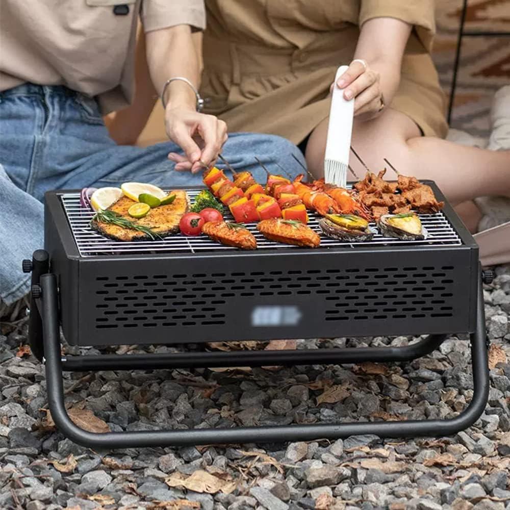 Portable Folding Grill, Stainless Steel Portable Charcoal Grill, Travel Garden Camping Family Dinner Birthday Party