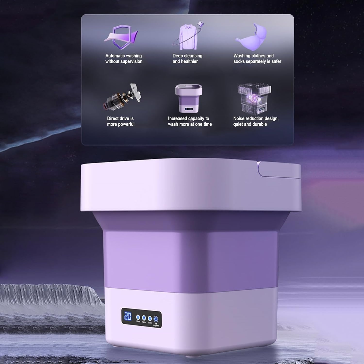 THAMBA Foldable Mini Washing Machine, Small Washing Machine for Underwear, Baby Clothes, or Small Items (Color : Pink)