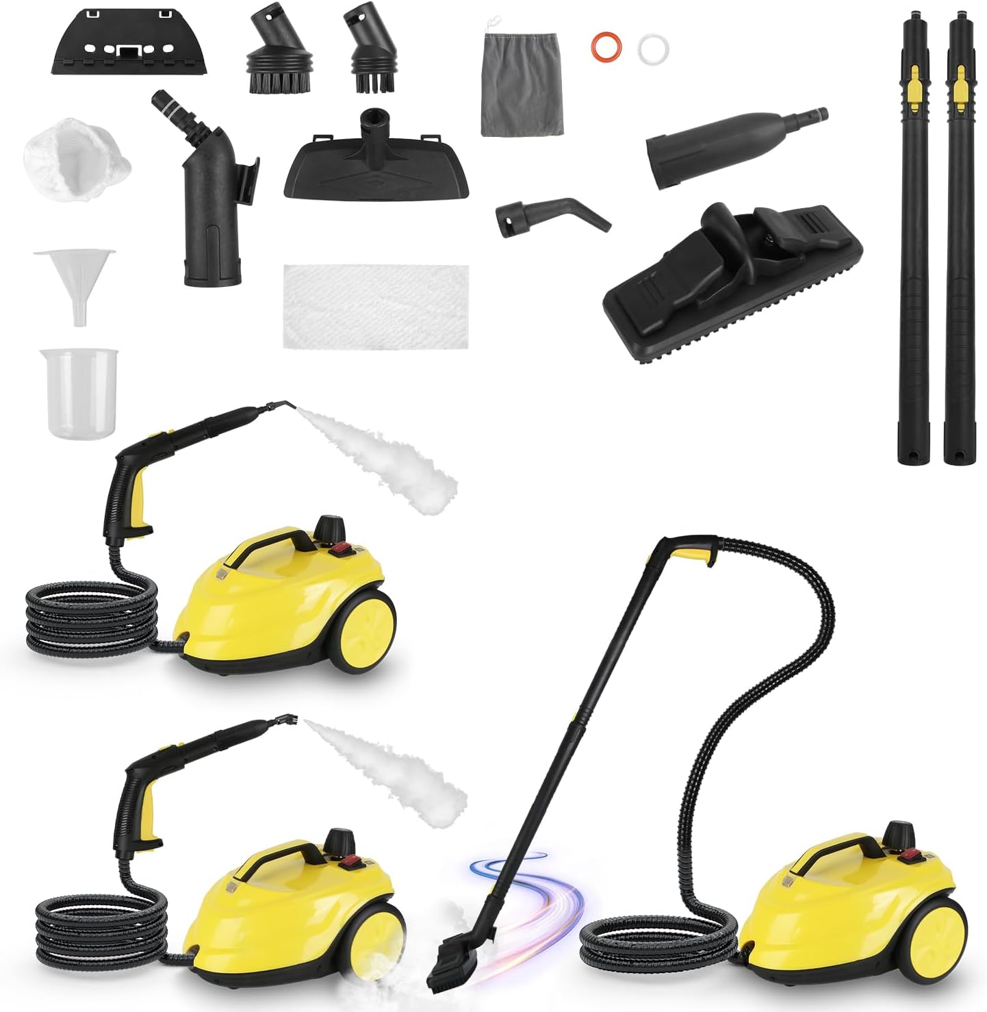 Handheld Steam Cleaner for Home, 1800W Portable Steam Cleaner with 15 Accessories, Stepless Steam Control, Hand Held high pressure Steamer Cleaning for Couch Floor Car Furniture Kitchen