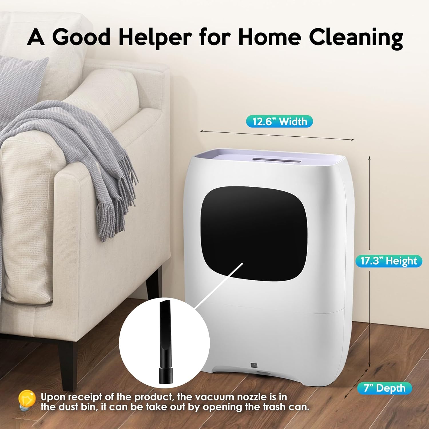 Auto-Sensing Canister Vacuum - 1500W Powerful Bagless Cleaner for Pet Hair Salon & Kitchen Hands-Free Automatic Dustpan Grey