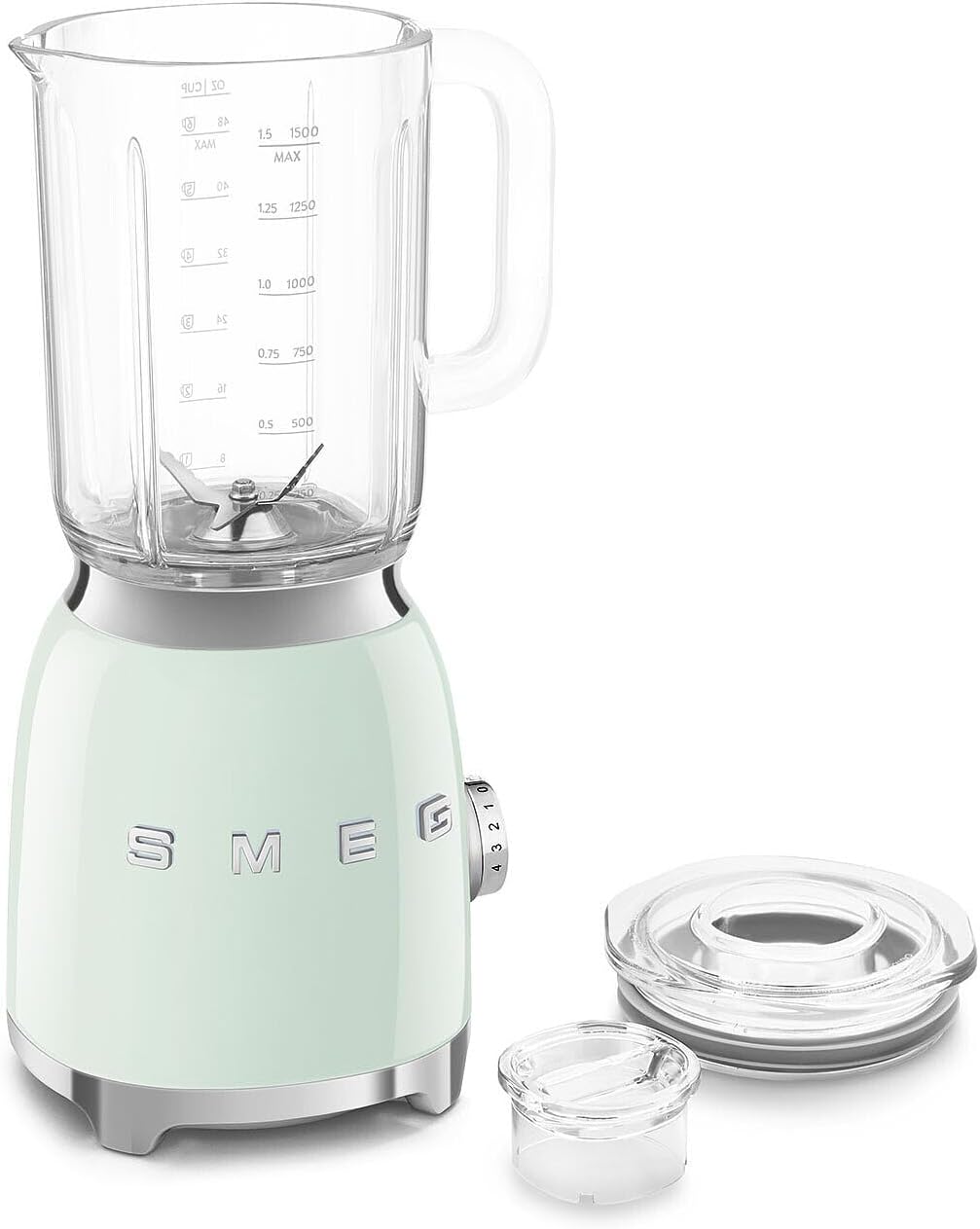 SMEG BLF03 Retro Style Blender – 600W Countertop Blender with 48 oz BPA-Free Jug, 3 Speeds + Pulse, Ice Crush & Smoothie Functions – 50s-Inspired Design-Pastel Green