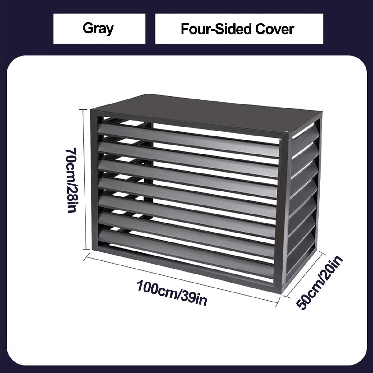 Air Conditioner Covers Flower Rack For Outside Units, Aluminum Detachable Outer Frame Protective Cover, Louvered Plant Shelf Balcony Garden Rust Proof AC Cove(Coffee,100*70*50cm)