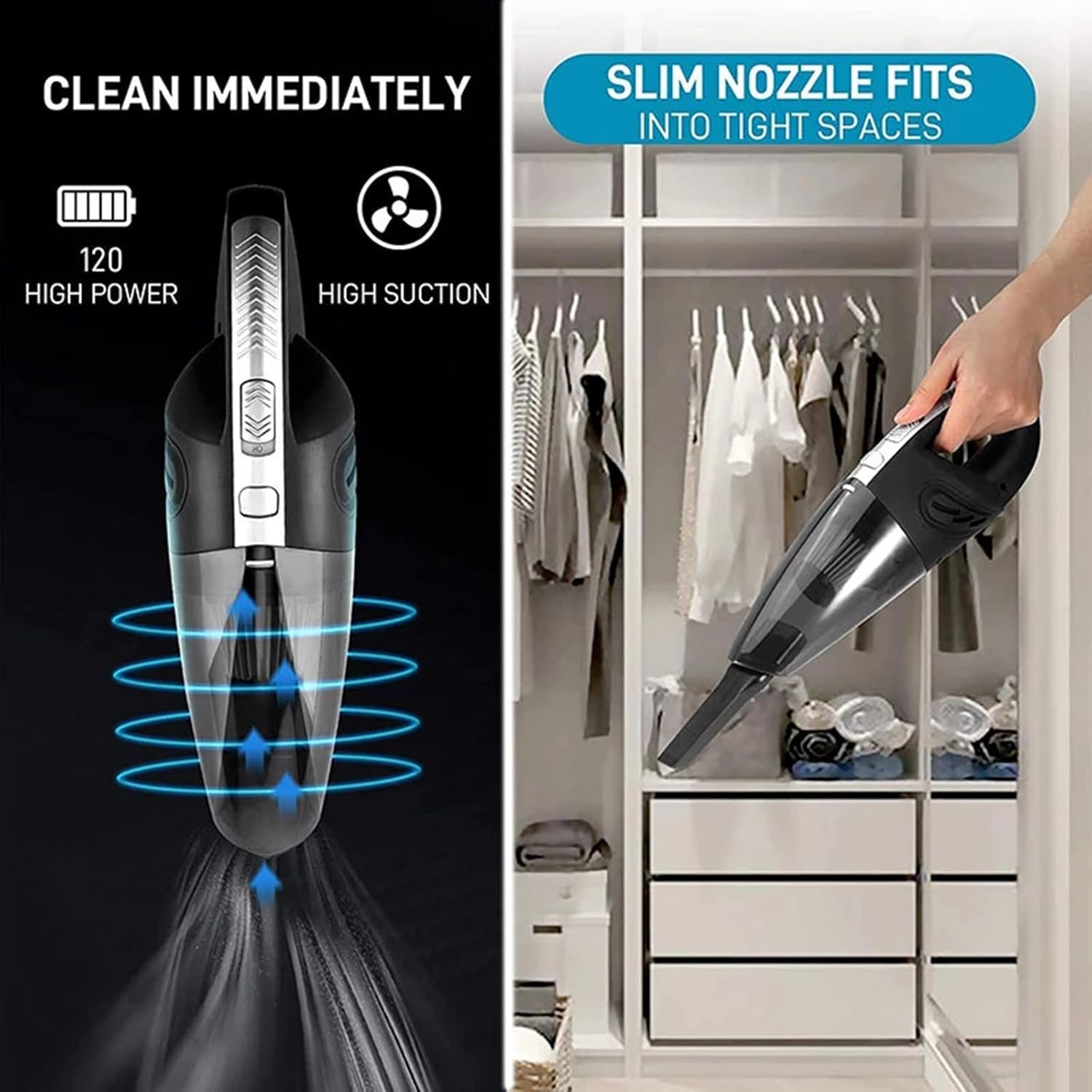 Car Vacuum Cleaner, Portable High Power Mini Handheld Vacuum Cleaner for Wet and Dry Cleaning, 16 Ft Cord for Home, Pet Hair, Car Cleaning