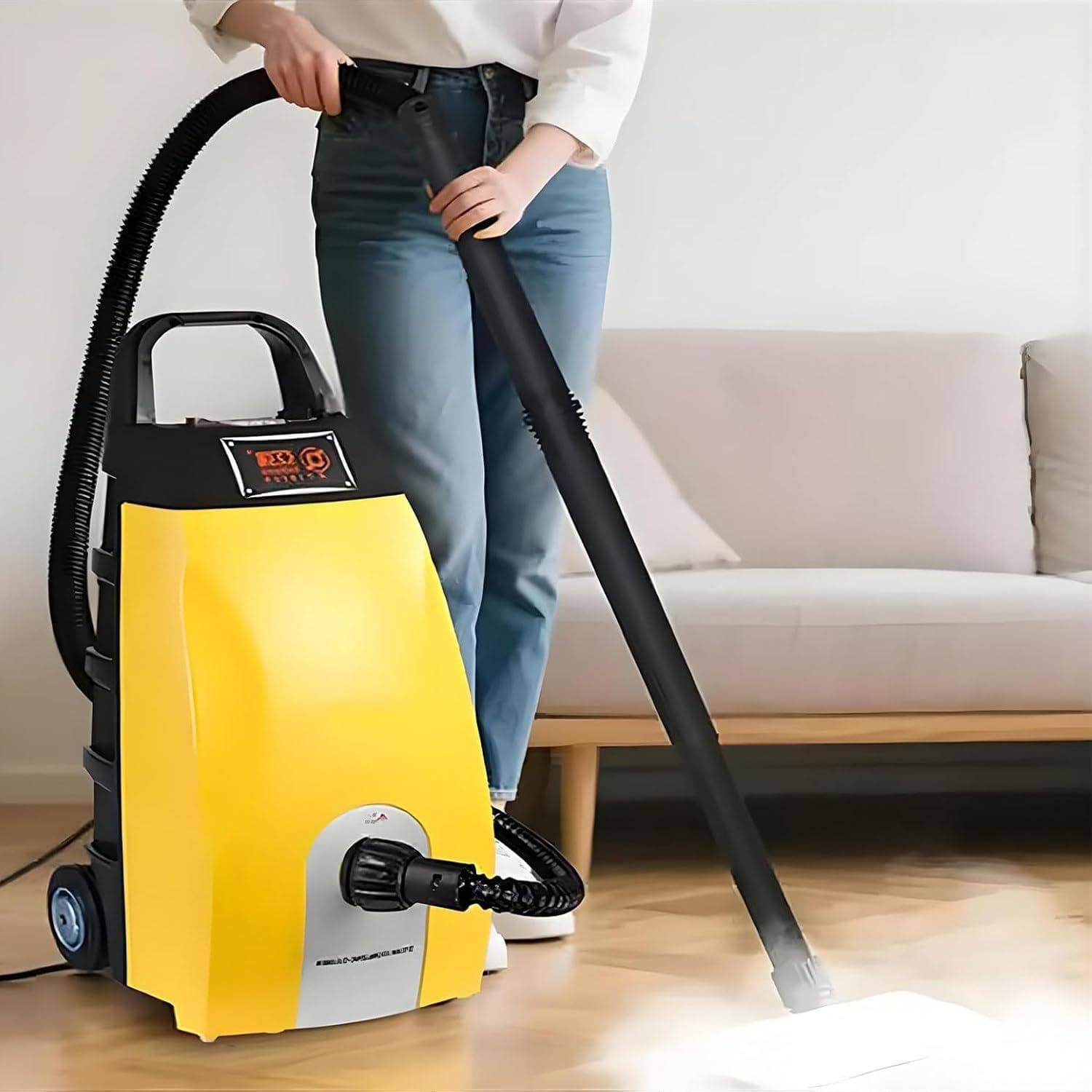 3.5LSteam Cleaner, Multipurpose Powerful Steamer,2500W/3000W High - Pressure Multi-Use Steam Washer,w/Continuous Steam,for Home,Car Washing & AC Cleaning Yellow