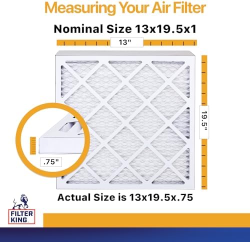 Filter King 13x19.5x1 Air Filter | 4-PACK | MERV 13 HVAC Pleated A/C Furnace Filter | MADE IN USA | Actual Size: 13 x 19.5 x .75