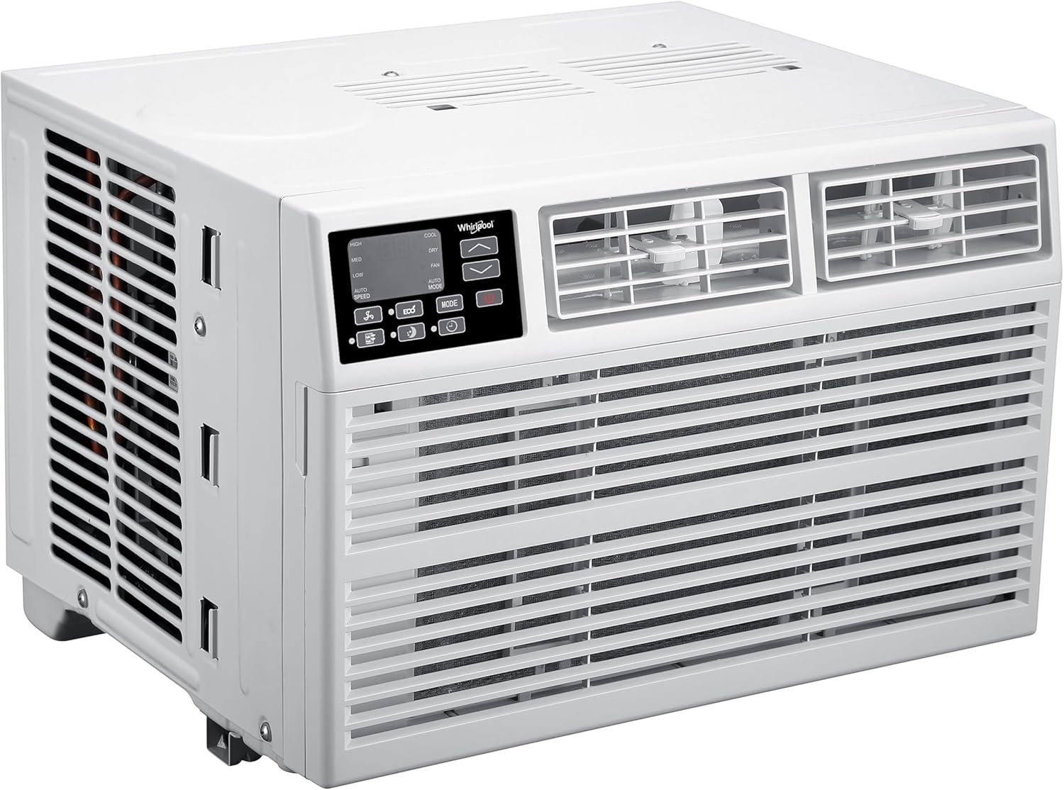 Whirlpool 18,000 BTU Window Air Conditioner with Dehumidifier, 230V, Window AC for Large Rooms up to 1000 Sq. Ft., Bedroom, Living Room, Apartment, with Remote, 3 Speeds, and 24H Timer, White