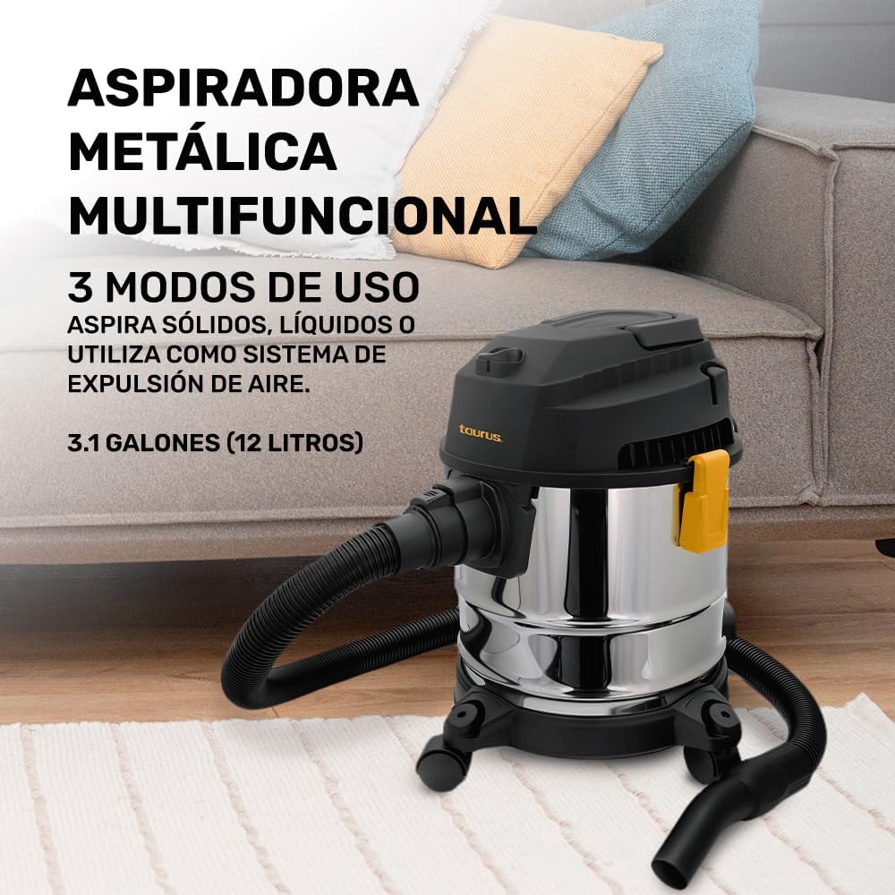 Taurus Tempest | Wet & Dry Vacuum Cleaner | 3 Modes of Use | 3.1 Gallons | Four 360° Swivel Wheels | Vacuums Solids, Liquids, or Functions as an Air Blower | Includes Accessories