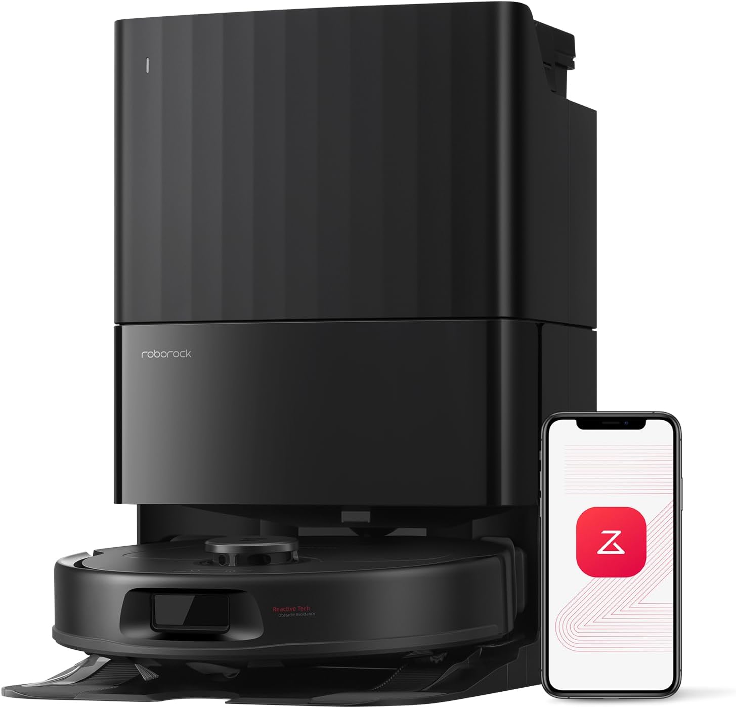 roborock Qrevo Series Robot Vacuum and Mop, 8000Pa Suction, Obstacle Avoidance, Auto Mop Washing, All-in-One Dock, Dual Spinning Mops with 10mm Lift, Anti-Tangle Brushes, Black (QR 598)