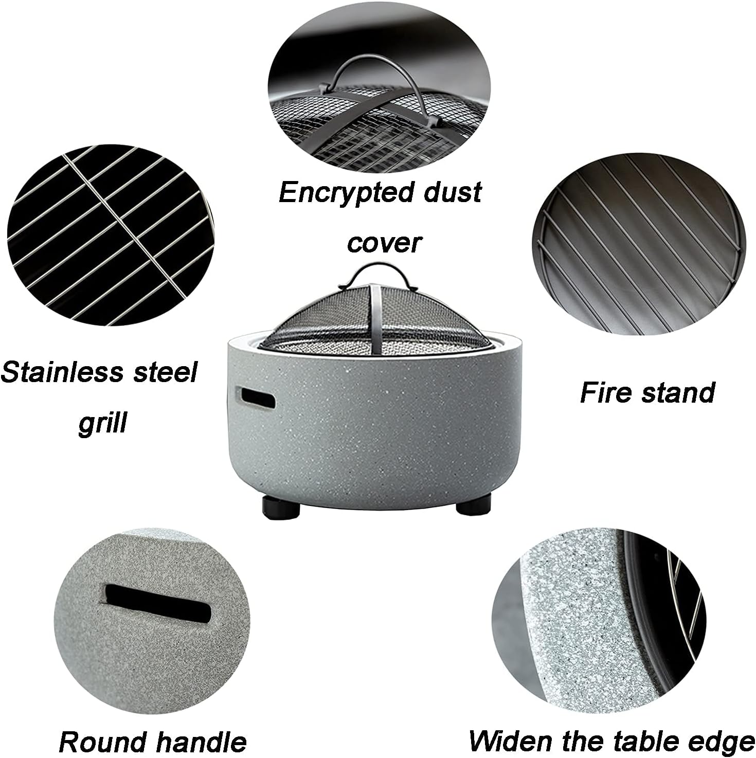 Fire Pit Outdoor fire Pit, Domestic Outdoor Charcoal Heater, Garden fire Pit with Sparkle Screen and Poker