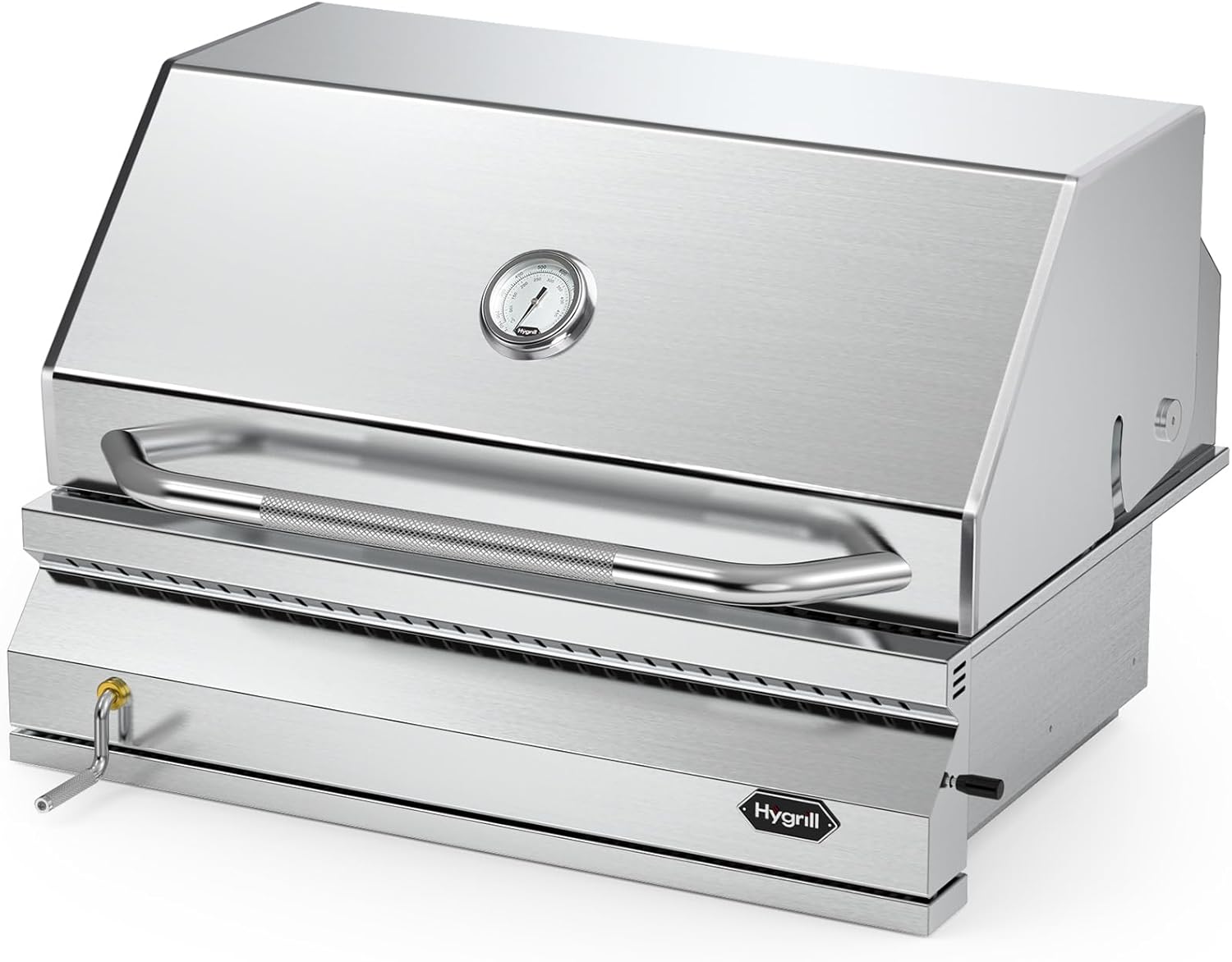 Hygrill Charcoal Grill Head for Outdoor Kitchen, 32-inch Stainless Steel Built-In Grill with Insulated Hood, Temperature Gauge and Fabric Cover