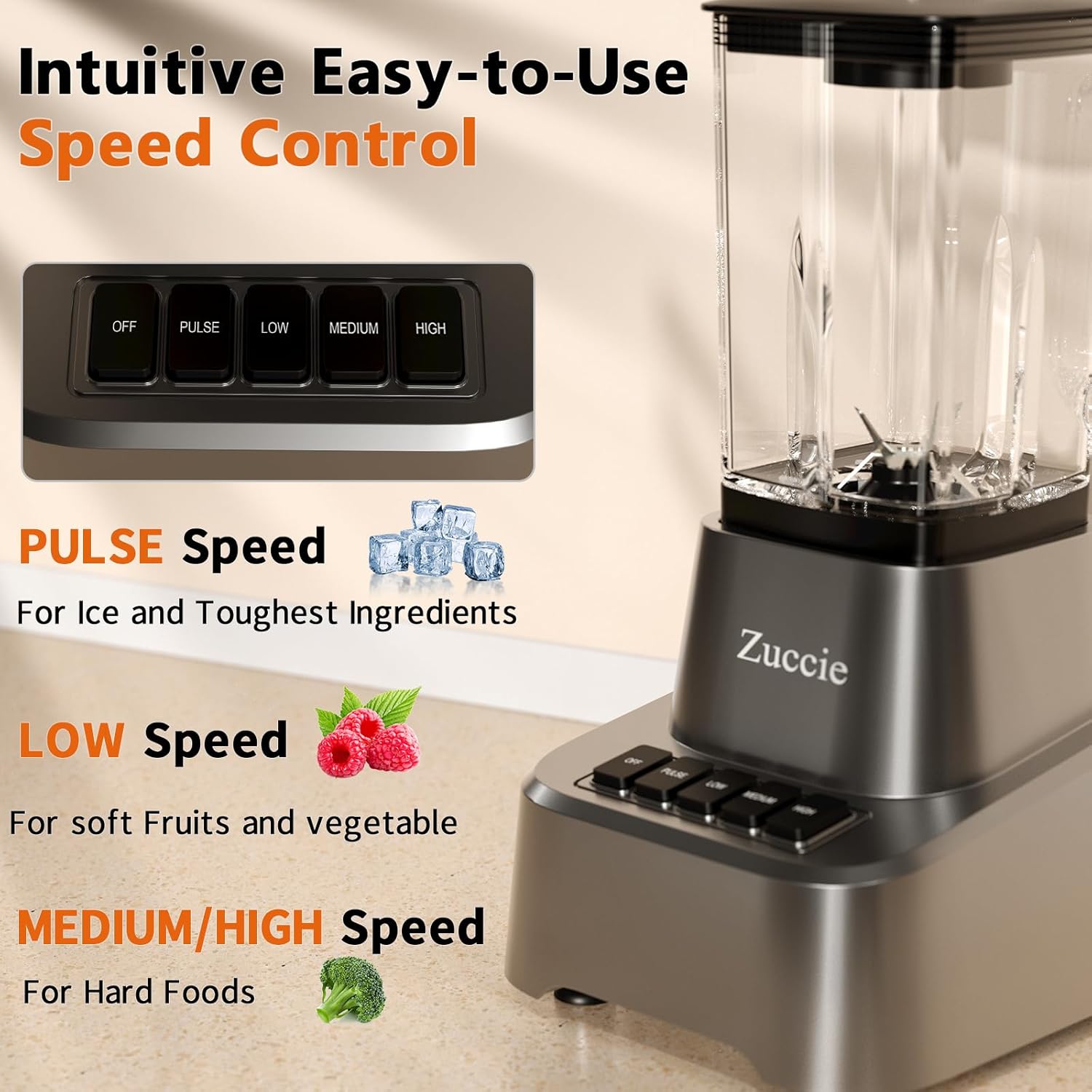 Blender for Shakes and Smoothies With 54oz Glass Jar, 4 Speed Settings, Countertop Blender for Frozen Fruit Drinks, Smoothies, Sauces, 750 Watts