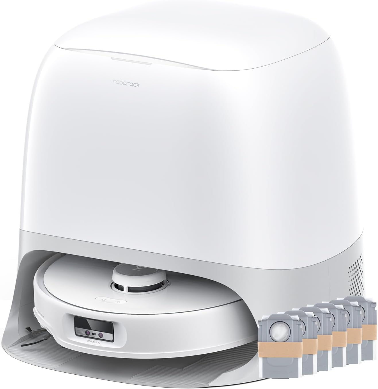 roborock Qrevo Curv Robot Vacuum and Mop Combo with 6 Packs Disposable Dust Bags Bundle