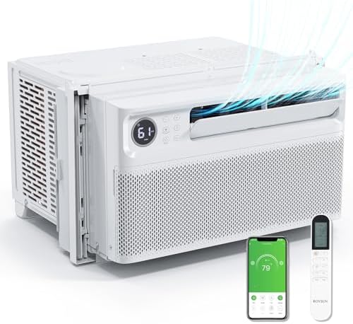 Bonnlo 8000 BTU Wifi Enabled Window Air Conditioner with Inverter, AC Unit for Window with APP & Voice Control, Timer Function & Pre-Installed Side Panels for Easy Operation & Installation, 115V/60Hz