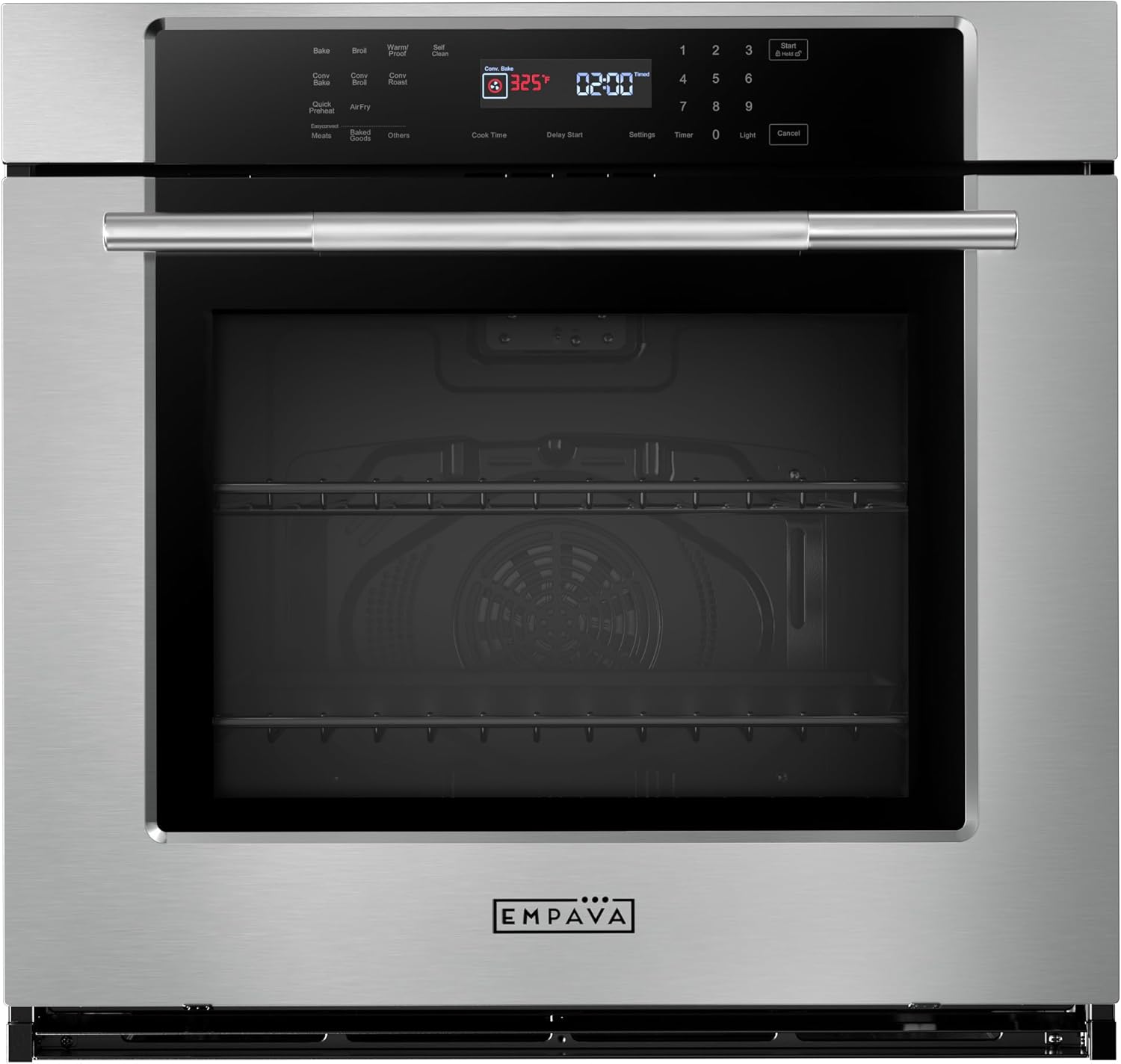 Empava 30 inch Electric Single Wall Oven with 10 Cooking Funcitons, Built-in Convection System with Screen Touch Control, Air Fry, Self-cleaning