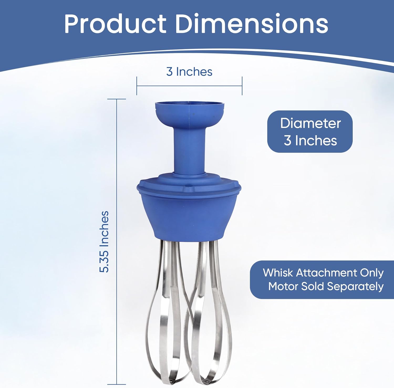 Commercial Electric Immersion Blender Hand held 6 Inch Removable Shaft, 6-Gallon capacity with single high speed (Whisk Attachment Only) - 270W and 350W Compatible.