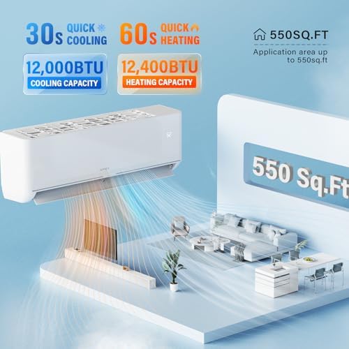 ROVSUN 12,000 BTU Smart WIFI Mini Split AC/Heating System with Inverter & APP Control, 23 SEER2 Ductless Split Air Conditioner with Pre-Charged Condenser, Heat Pump & Installation Kit, 115V