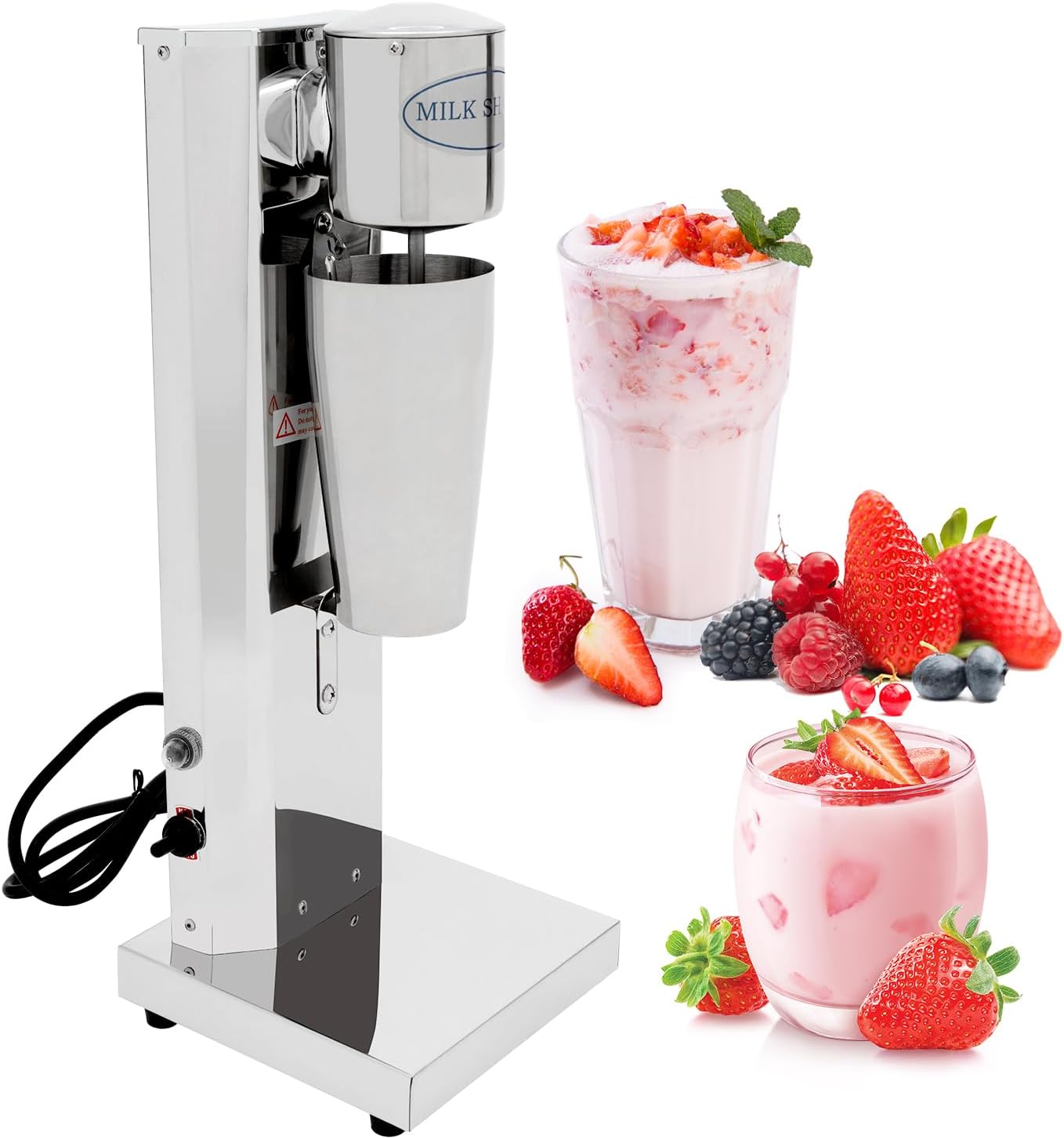 Electric Milkshake Maker Machine, Stainless Steel Milk Mixer Blender, Single Head Malt Blender, 110V 180W Commercial Smoothie Mixer
