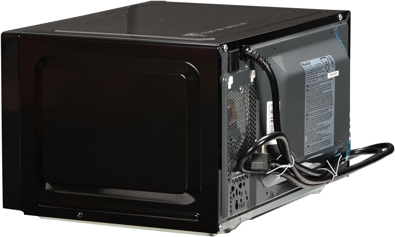 USB Microwave with Smoke Sensor, 2 USB Ports, Door Lock, 6 Cook Settings, Mute Function, Express Cook, +30 Seconds Function, Auto Defrost, Timer, Eco Mode, Easy Clean Dark Grey Interior.