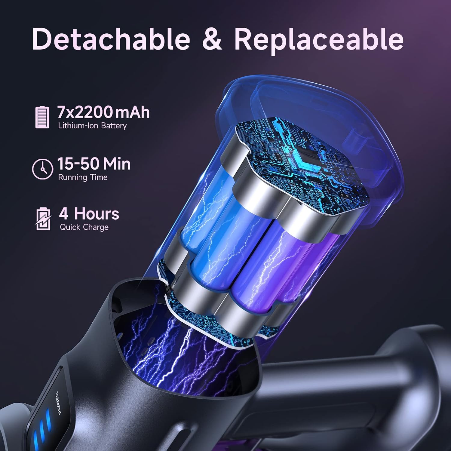 Lubluelu Upgraded 45kPa Cordless Vacuum Cleaner, Freestanding Stick Vacuum with Powerful Suction, Up to 50mins Runtime, Rechargeable and Portable Vacuum Cleaner for Pet Hair, Carpet, Hard Floor