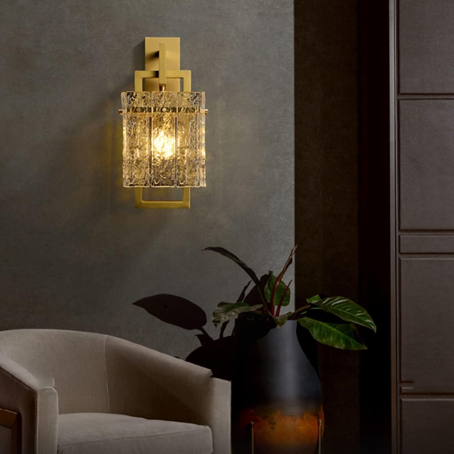 Glass Shade Modern Brass Bedside Wall Sconce Mirror,Household