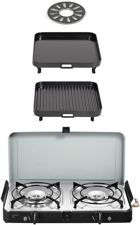 Front Runner 2 Cook 3 Pro Deluxe Portable Gas Grill, Propane Burner for Outdoor Cooking and Other External Activities - 3 Piece Outdoor Grill by CADAC