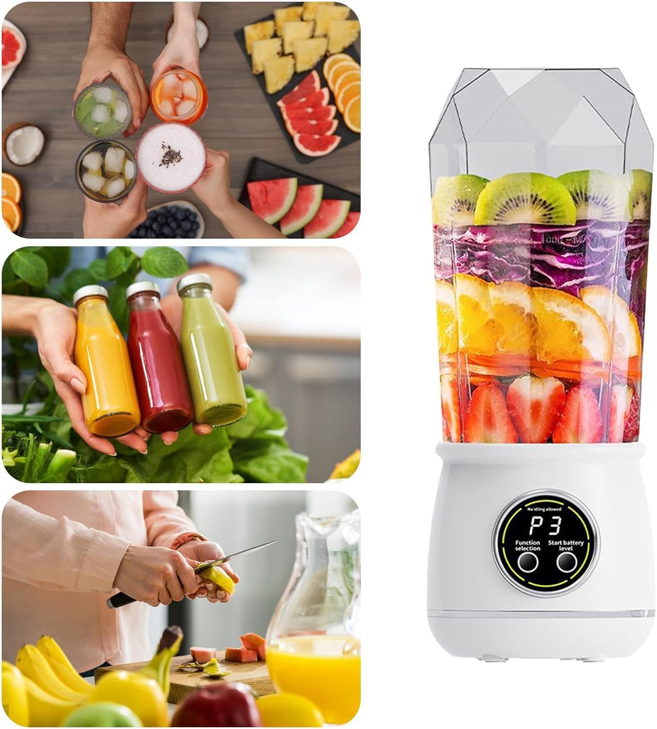 Travel Blender - Compact Cordless Juicer Bottle for Smoothies and Shakes | 550ML Rechargeable Portable Mixer Cup with Leakproof Design, Ideal for Fruits, Vegetables, Gym, Office, or Outdoor Trips