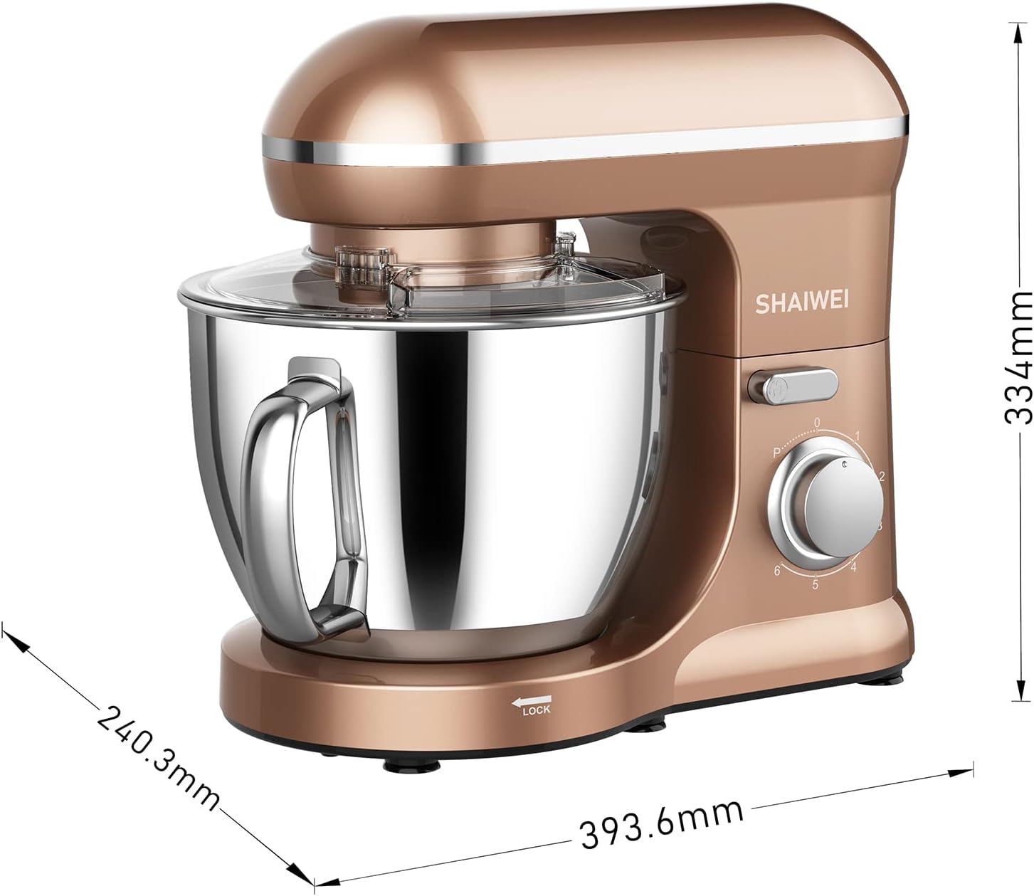 Kitchen Stand Mixer, 6.5 Quart, 6 Speed Tilt-Head Kitchen Mixer, Electric Food Mixer with Dough Hook, Wire Whip, Beater, Gold