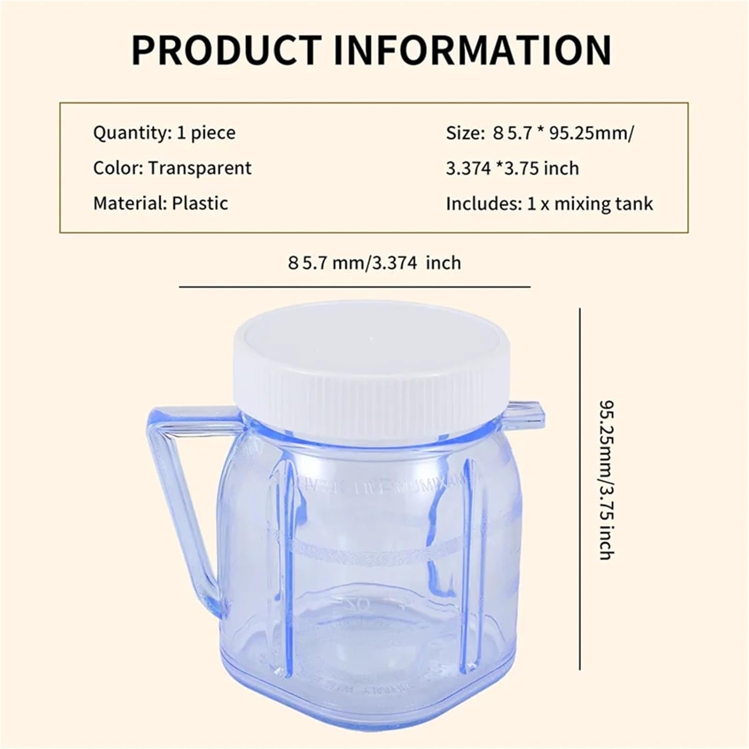 Compatible for Oster,Blender Parts 4937, Compatible for Mini Osterizer,Blender Jar Accessory Cup Mini Plastic Jars With Lids Essential For Kitchen