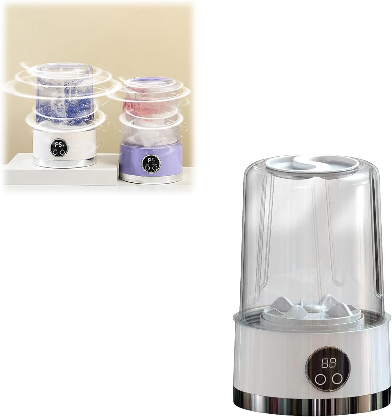 2025 New Mini Washing Machine, Portable Washing Machine, Rechargeable 4000mAh Cordless Mini Washer with Gentle Cycle, Fits Bras/Underwear/Socks for Travel, Camping (White)