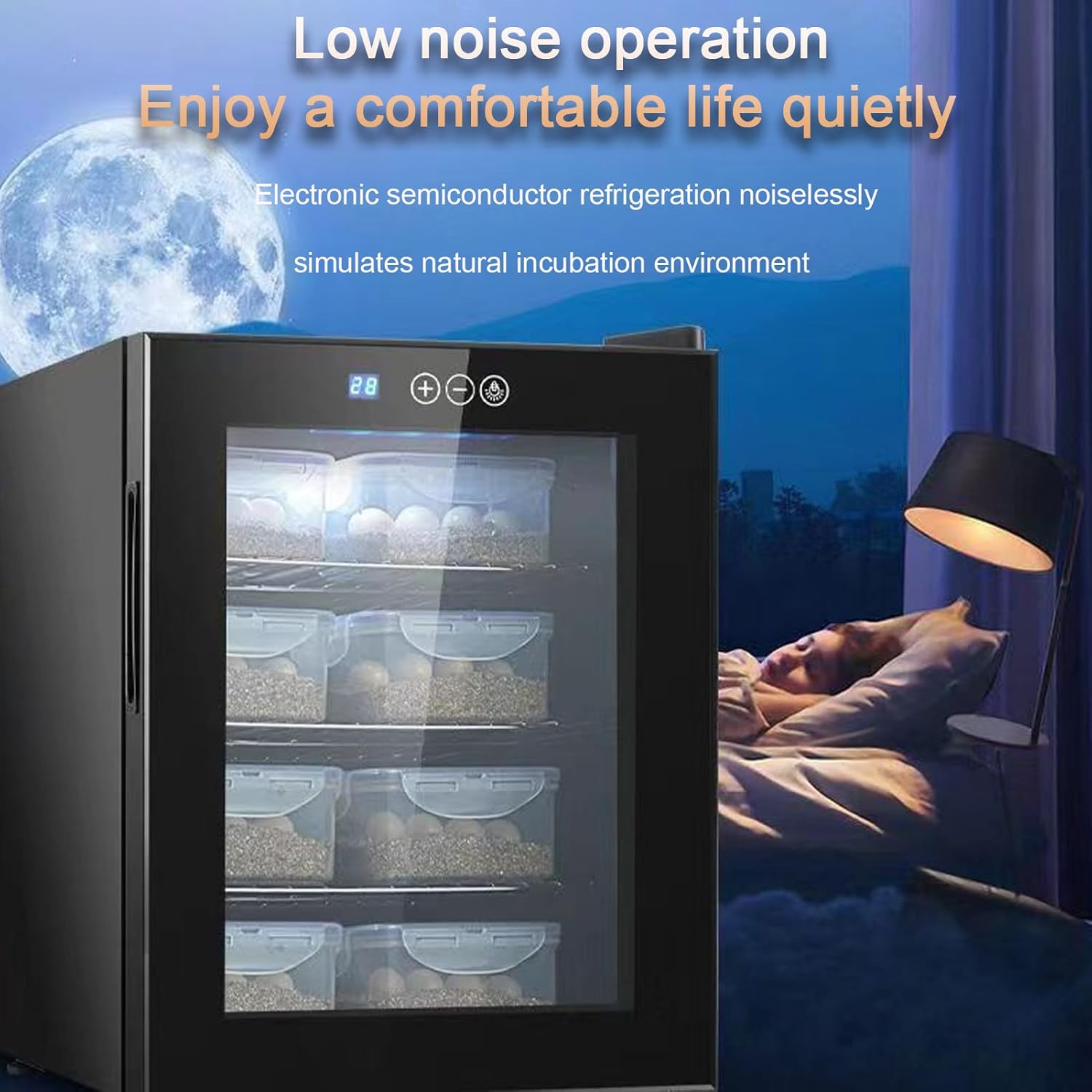 16L Portable Reptile Incubato, Chameleon Lizard Turtle Scientific Lab Incubator, Cooling and Heating 10°C-40°C Temperature Control & Digital LED, for Small Reptiles,48L