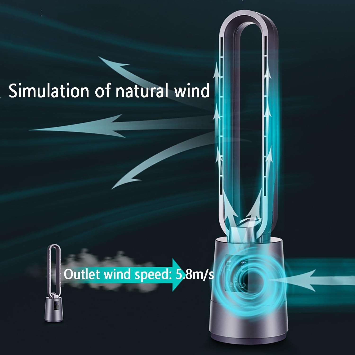 Tower Fan for Bedroom, 12 Speeds Floor Fan, 60° Oscillating Fans, Air Circulation Fan with Remote, 8H Timer, Standing Fans, Bladeless Fan Powerful for Home Office Room(White)