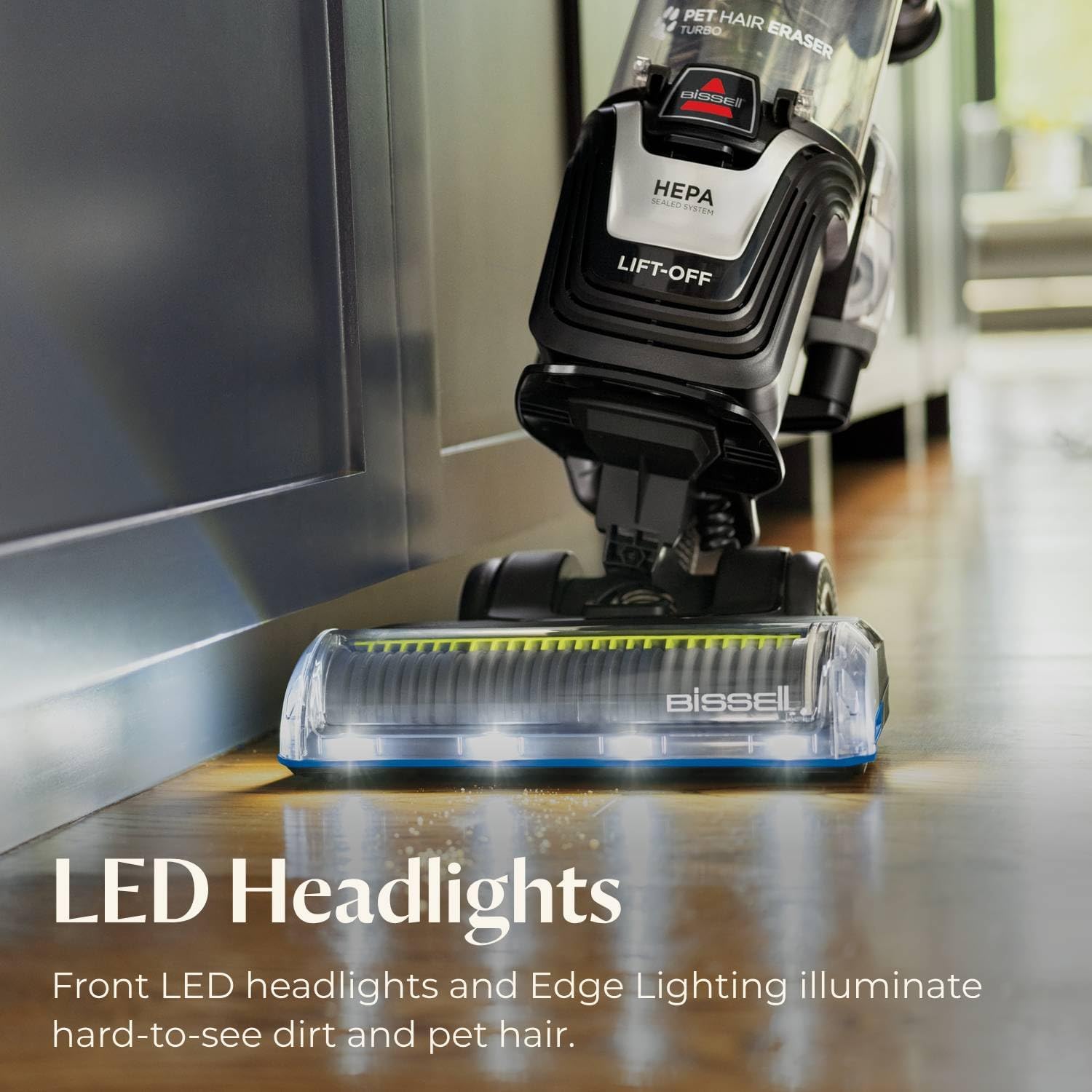 Bissell Pet Hair Eraser Turbo Lift-Off Vacuum, w/Self-Cleaning Brush Roll, HEPA Filtration, Powerful Pet Hair Pickup with TurboBrush Pivot Tool & LED-lit dusting Brush & Crevice Tool, 3774F