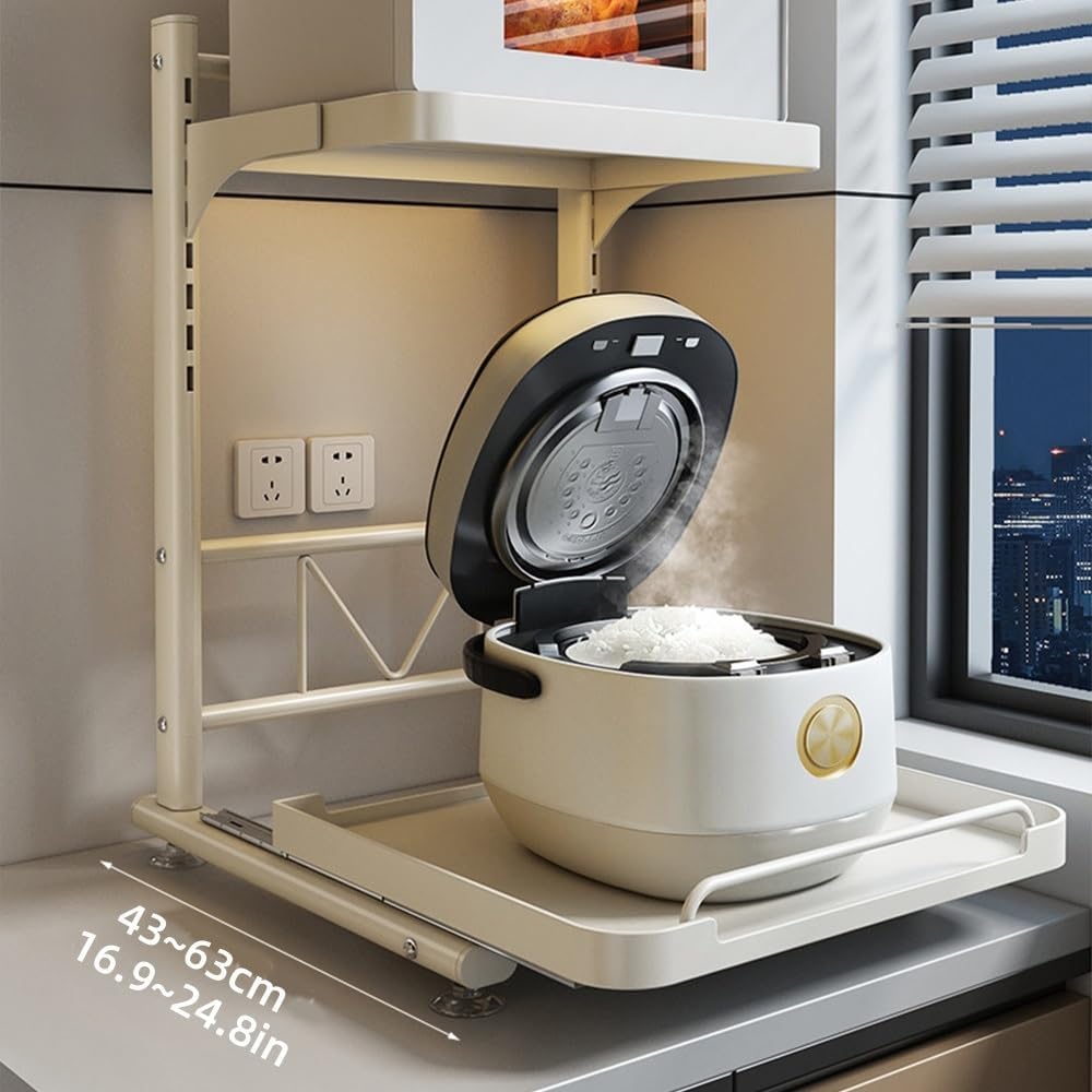 Pull-Out Microwave Stand, Multifunctional Storage Rack for Microwave, Oven and Small Appliances, Kitchen Countertop Organizer, Microwave Shelf, Countertop Organizer(53cm/20.9in)