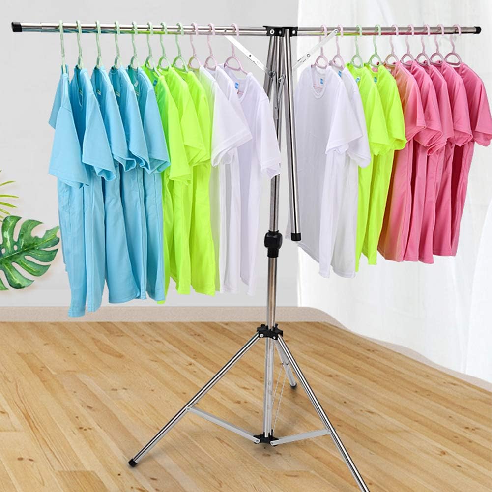 Collapsible Clothes Rack Foldable Portable Space Saving Clothes Drying Rack High Capacity Stainless Steel Laundry Drying Rack with 4 Branches