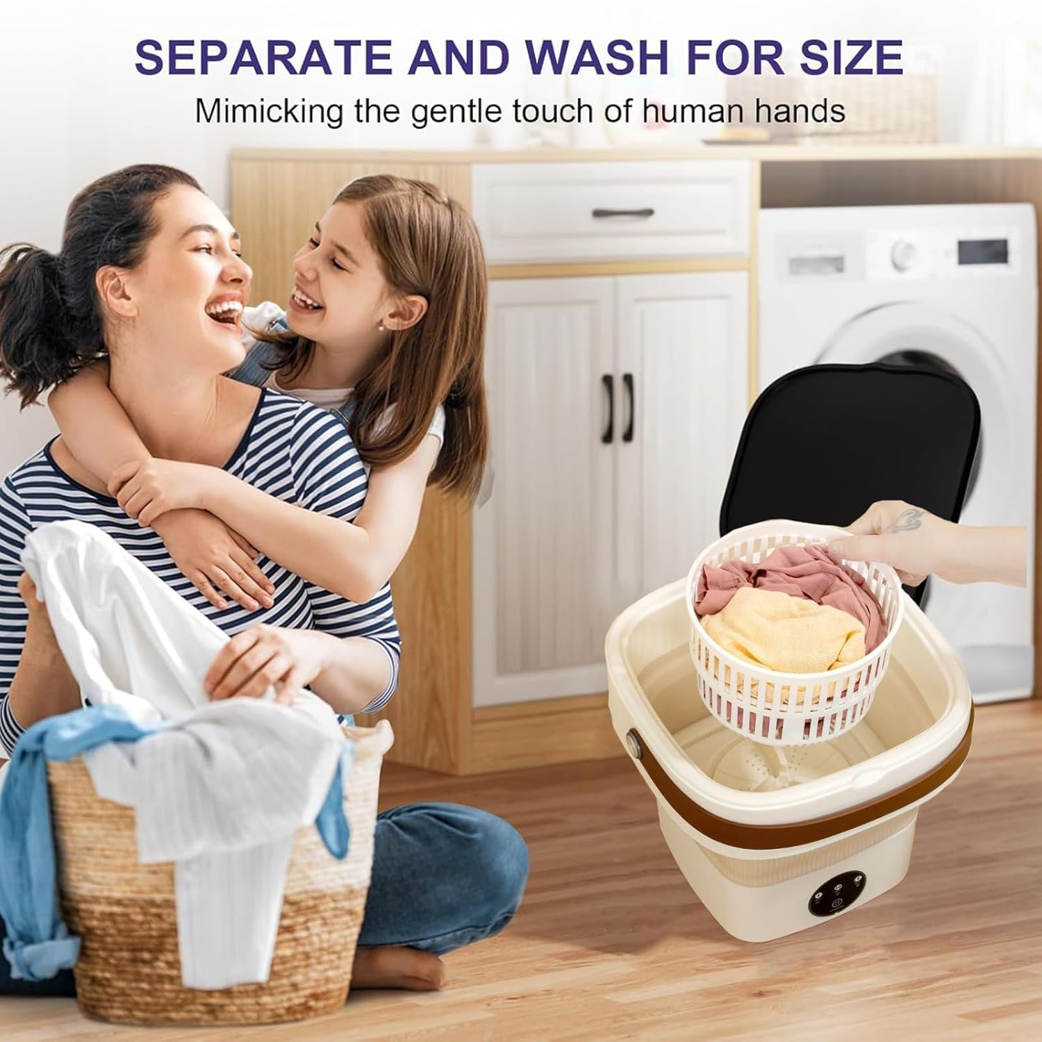Portable Washing Machine, Mini Washer and Spin Dryer with Deep Cleaning of Underwear, Baby Clothes and Small Items, Foldable Small Washer for Dorm,RV, Travel, Laundry,Camping(Yellow)
