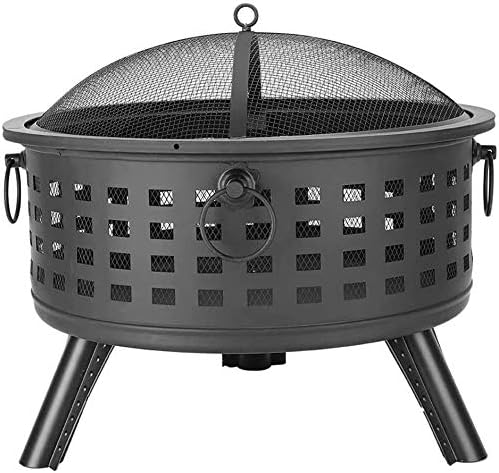 Fire Pits Outdoor Wood Burning Outdoor Fire Pit, Metal Fire Pits Round Lattice Fire Bowl