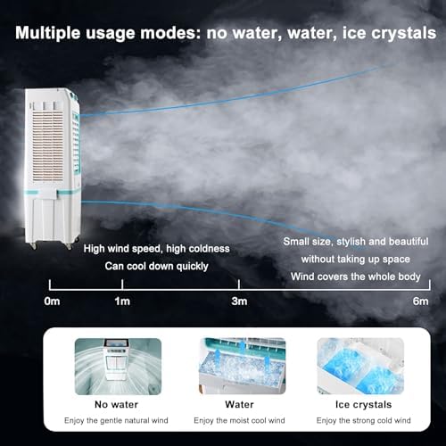 Swamp Cooler Air Conditioner Portable, 3-Speed Fan, 9000CFM Powerful Evaporative Air Cooler, 3-IN-1 Humidifying Cooling Fan for Home, Shop, Factory, Garage(Gray)