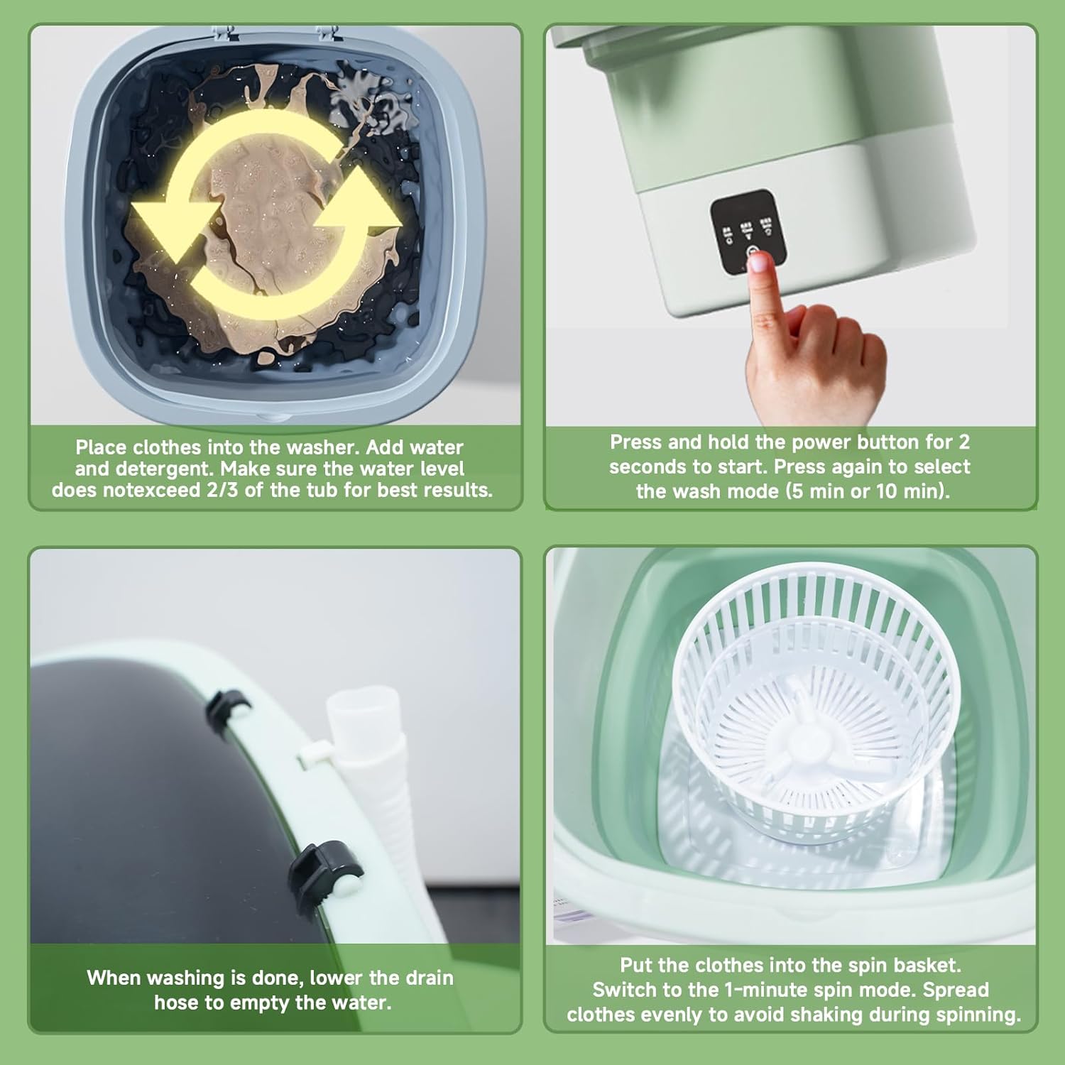 Portable Mini Washer,Washing Machine,17L Upgraded Large Capacity Foldable Washer.Deep Cleaning Baby Clothes,Pet clothing,Small Clothes,Underwear,socks.Suitable for Apartments,Dormitories,Hotels