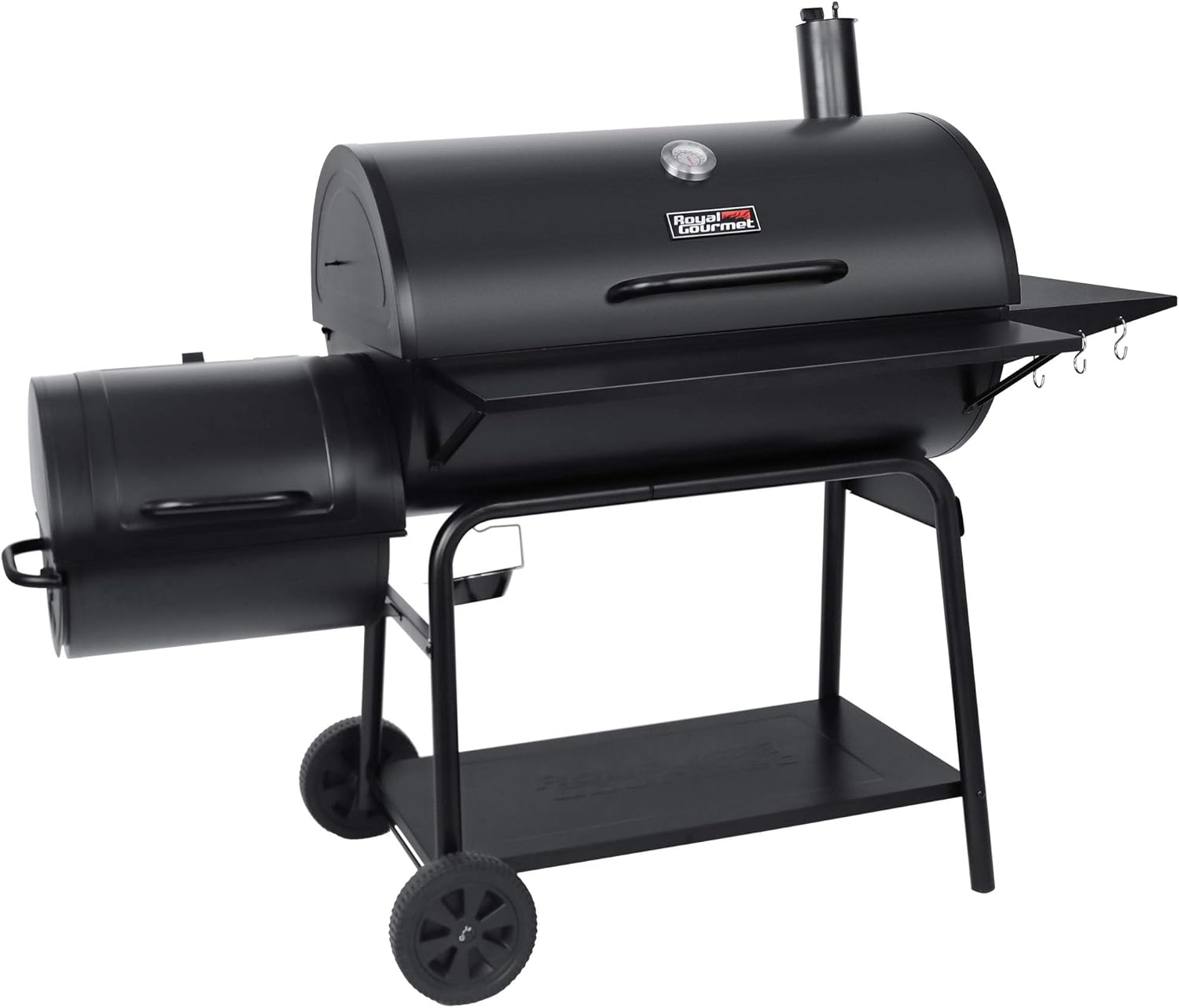 Royal Gourmet CC2036F Barrel Charcoal Grill with Offset Smoker, Outdoor BBQ Grill with 1200 Sq. In. Grilling Area for Large Event Gathering, Black