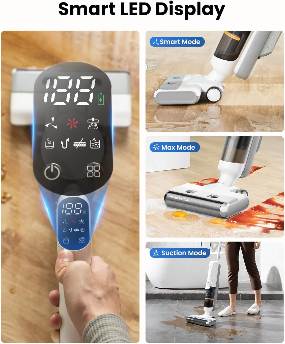 Proscenic F10 Pro Cordless Wet Dry Vacuum Cleaner, Vacuum and Mop Combo with One-Button Auto Self-Cleaning, 3-in-1 Vacuum Mop for Hard Floors, High-Capacity Dual Tanks, Edge Clean, Ease of Use